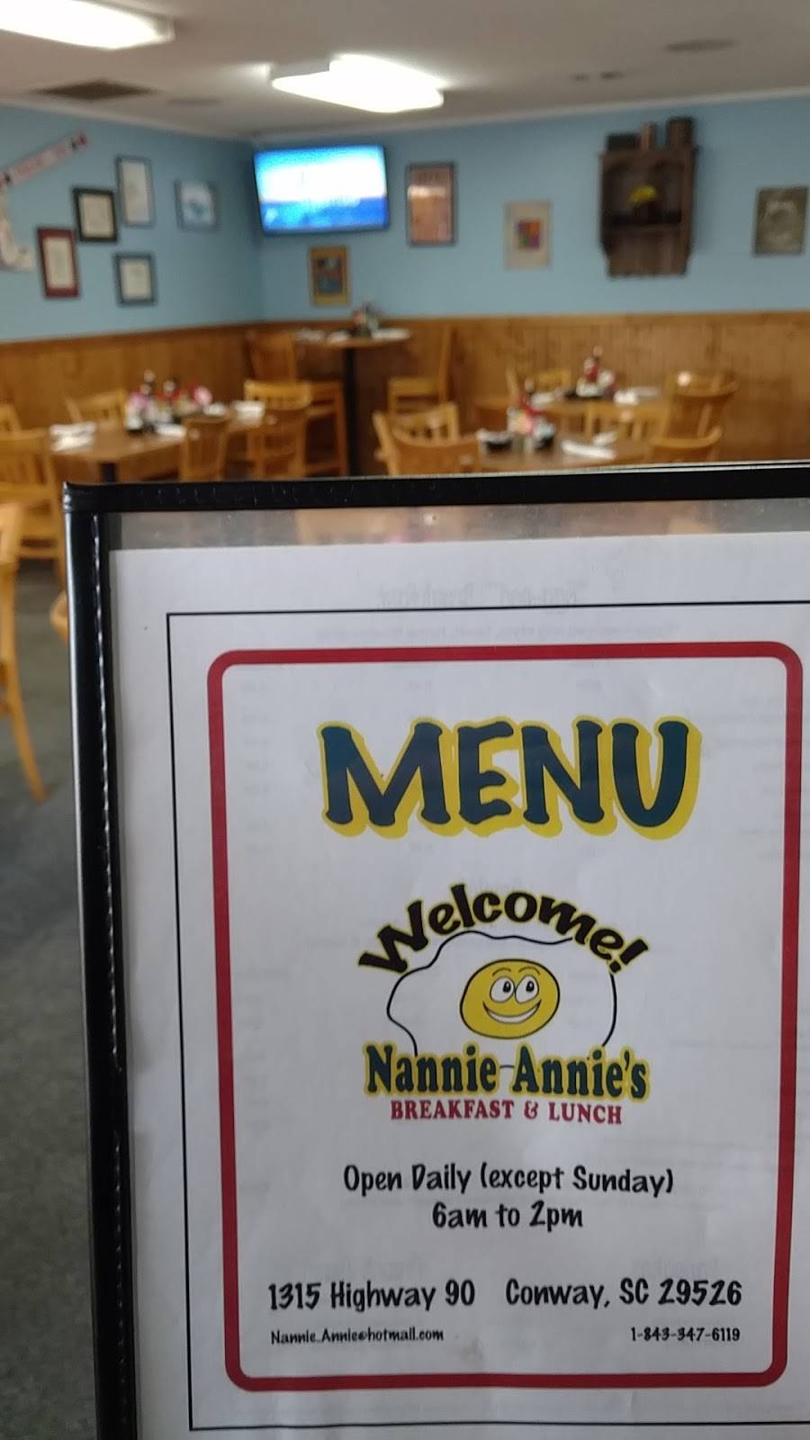 Nannie Annies Breakfast & Lunch | restaurant | 1315 SC-90, Conway, SC 29526, USA | 8433476119 OR +1 843-347-6119