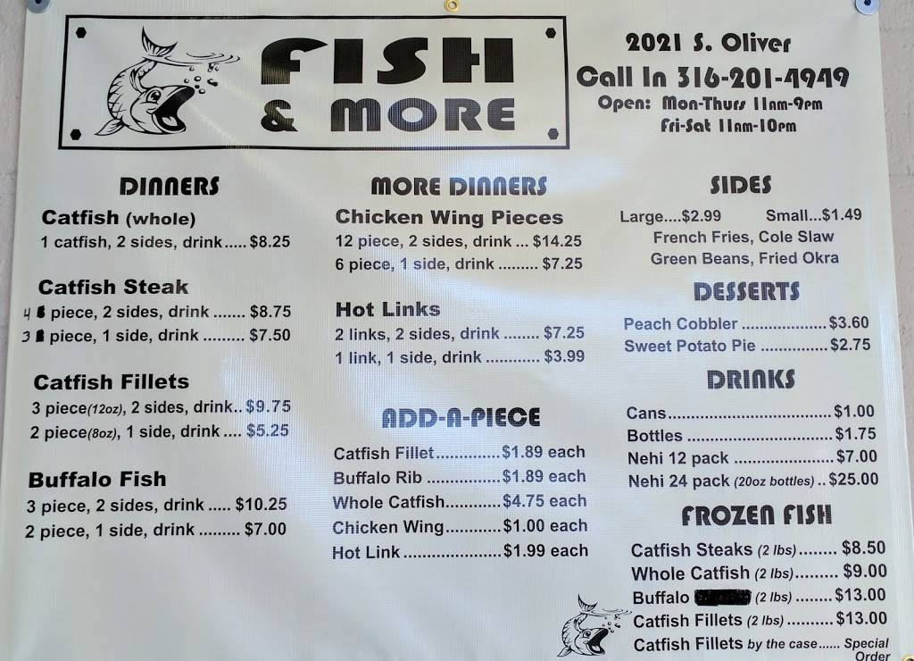 Fish And More | restaurant | 2021 Oliver, Wichita, KS 67218, USA | 3162014949 OR +1 316-201-4949