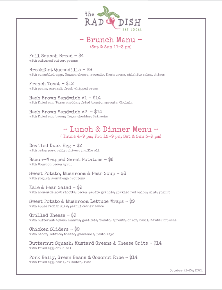 the RAD-DISH | restaurant | 603 W Live Oak St, Austin, TX 78704, USA | 7372781805 OR +1 737-278-1805