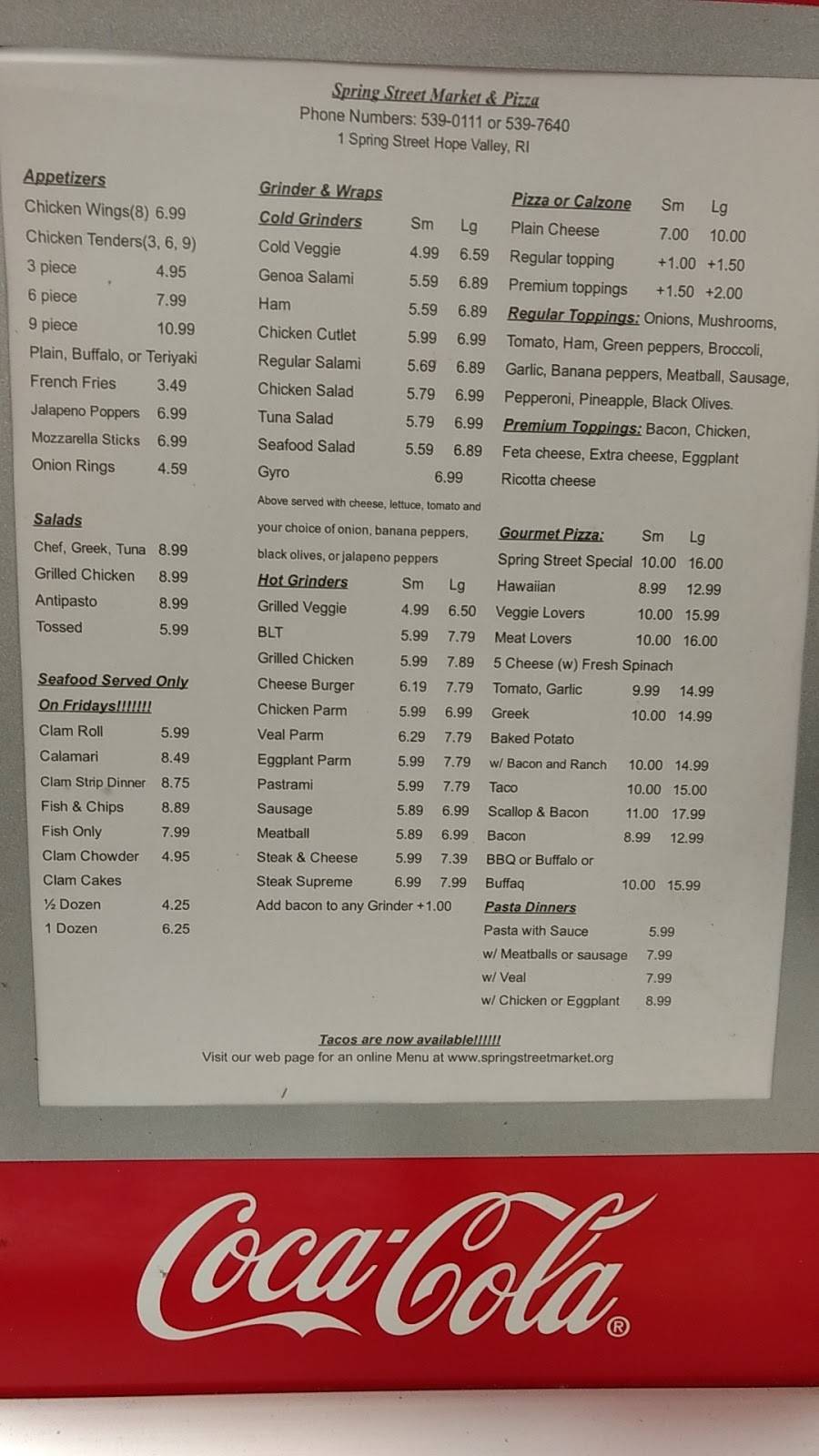 Spring Street Market and Pizza | restaurant | 1 Spring St, Hope Valley, RI 02832, USA | 4015390111 OR +1 401-539-0111