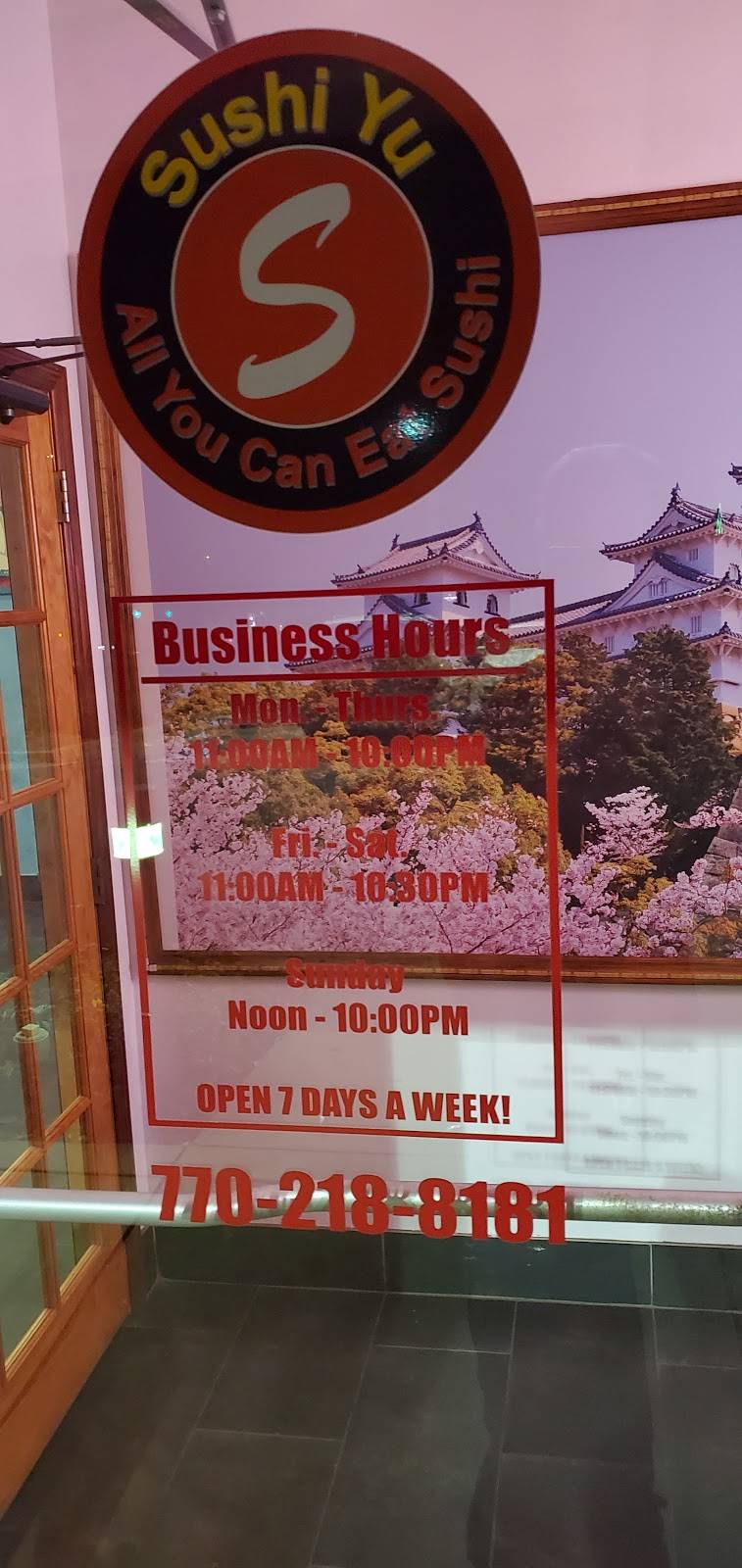 Sushi Yu | restaurant | 2615 George Busbee Pkwy NW, Kennesaw, GA 30144, USA | 7702188181 OR +1 770-218-8181