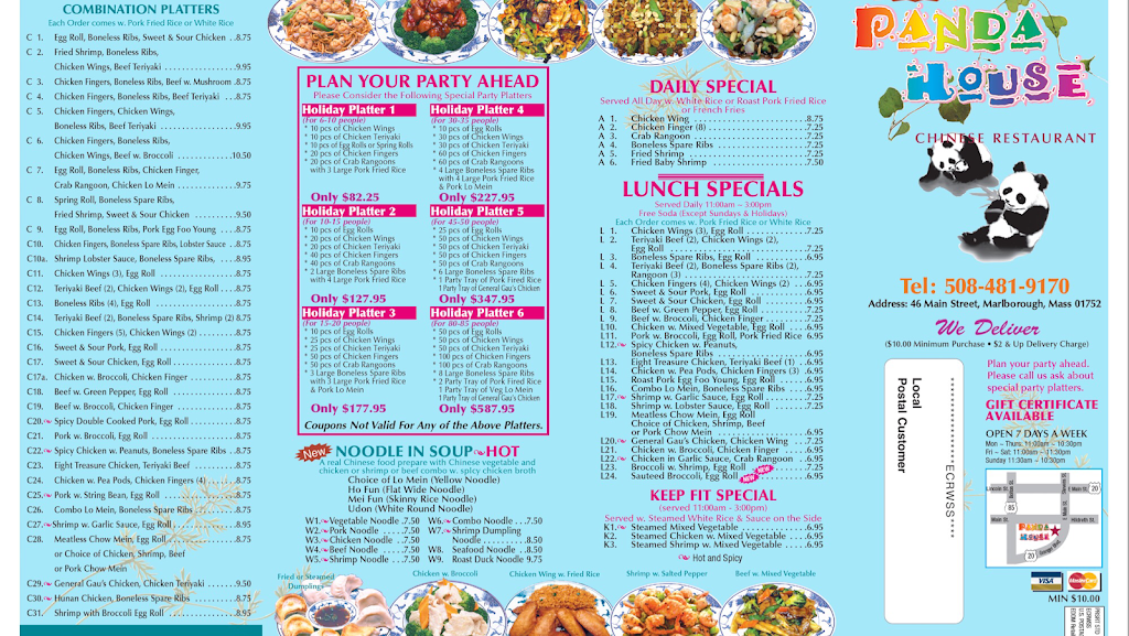 Panda House | restaurant | 46 Main St, Marlborough, MA 01752, USA | 5084819170 OR +1 508-481-9170