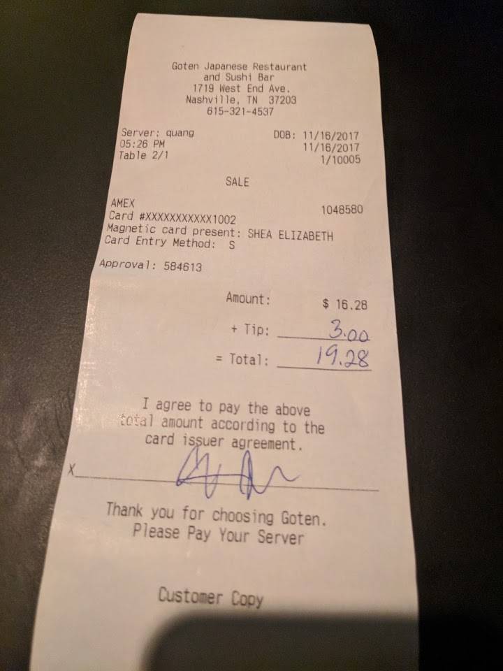 Goten | restaurant | 1719 West End Ave #101, Nashville, TN 37203, USA | 6153214537 OR +1 615-321-4537