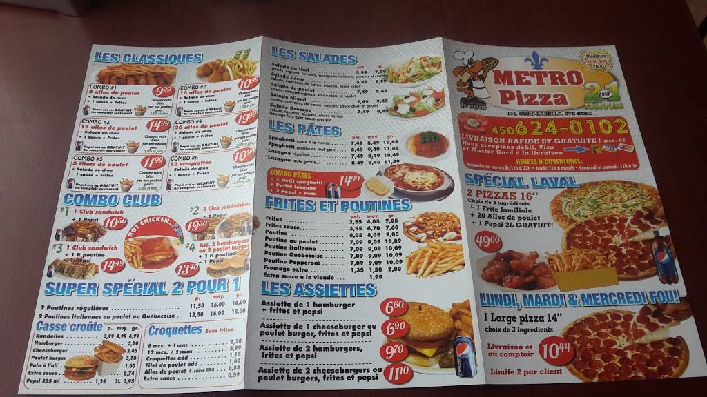 Métro Pizza | restaurant | 132 Boulevard Curé-Labelle, Sainte-Rose, QC H7L 2Z4, Canada | 4506240102 OR +1 450-624-0102