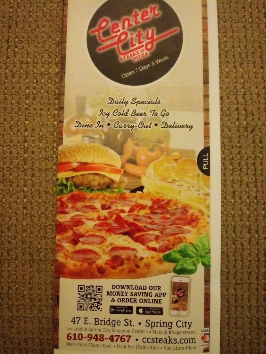 Center City Steaks & Pizza | restaurant | 47 E Bridge St, Spring City, PA 19475, USA | 6109484767 OR +1 610-948-4767