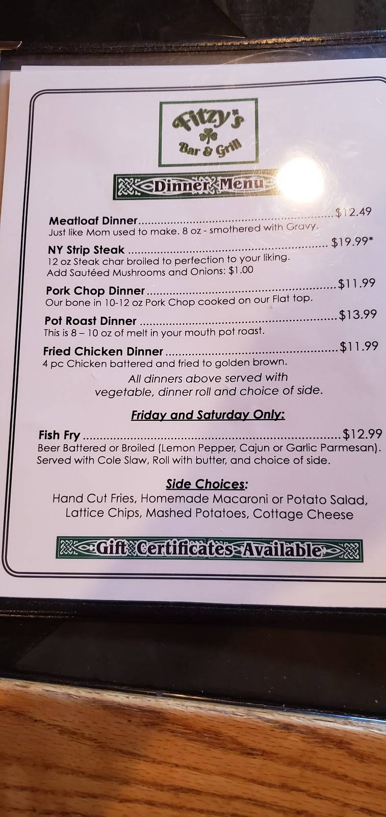 Fitzys Bar and Grill | restaurant | 11449 Olean Rd, Chaffee, NY 14030, USA | 7164969321 OR +1 716-496-9321