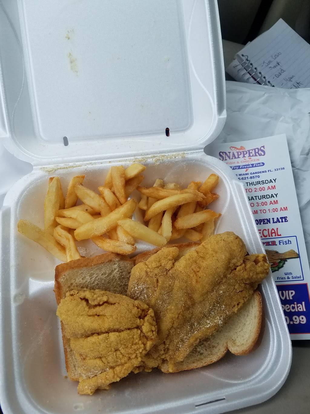 Snappers Fish & Chicken | restaurant | 17990 NW 27th Ave, Miami Gardens, FL 33056, USA | 3056218570 OR +1 305-621-8570