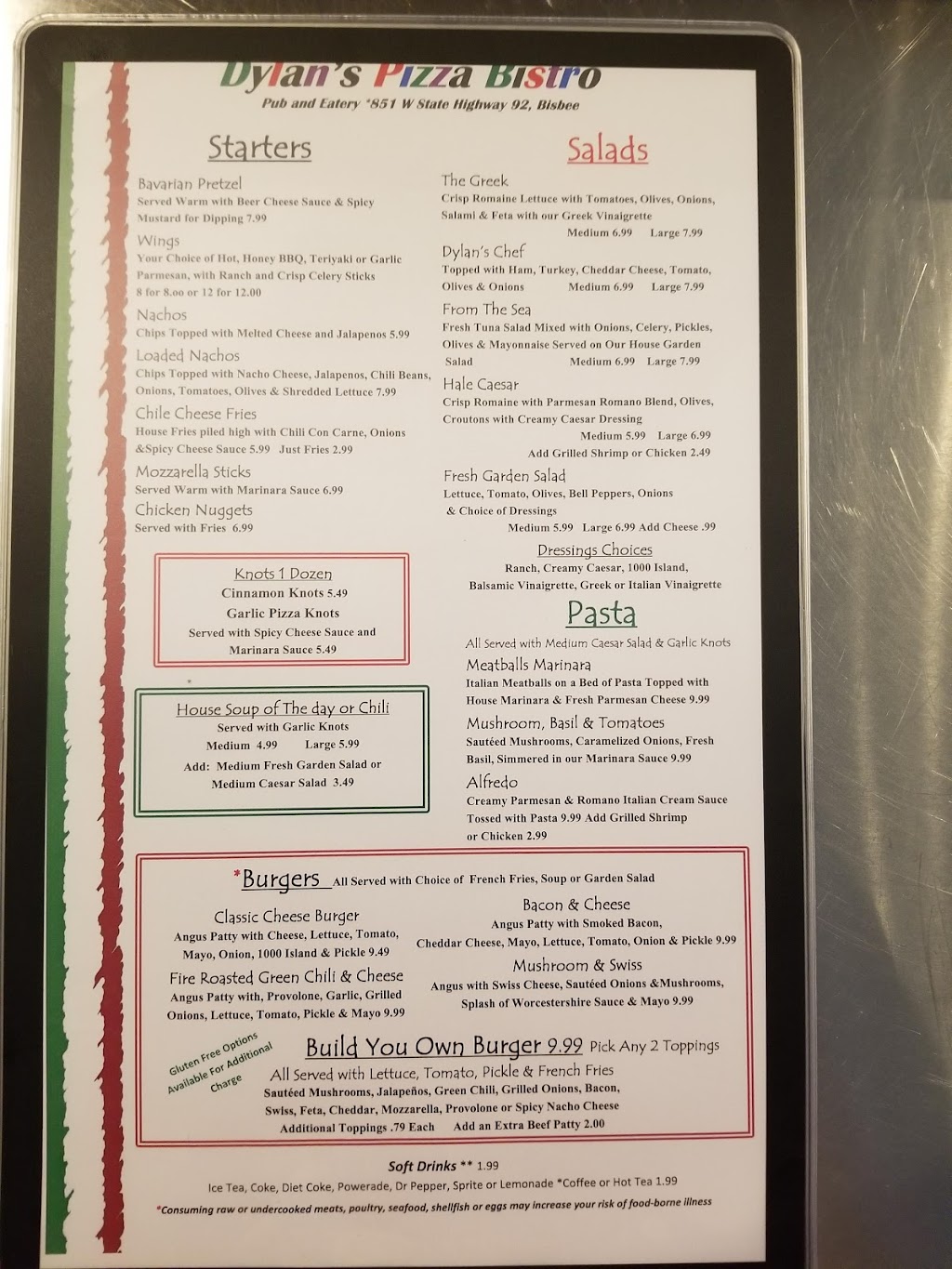 Dylans Pizza Bistro | restaurant | W, 851, AZ-92, Bisbee, AZ 85603, USA | 5204324435 OR +1 520-432-4435