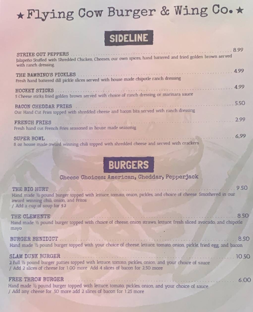 Flying Cow Burger &Wing Co. | restaurant | 120 Jefferson St, Pittsburg, TX 75686, USA | 9032437996 OR +1 903-243-7996