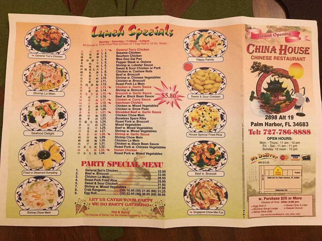 China House | restaurant | 2898 US-19 ALT, Palm Harbor, FL 34683, USA | 7277868888 OR +1 727-786-8888