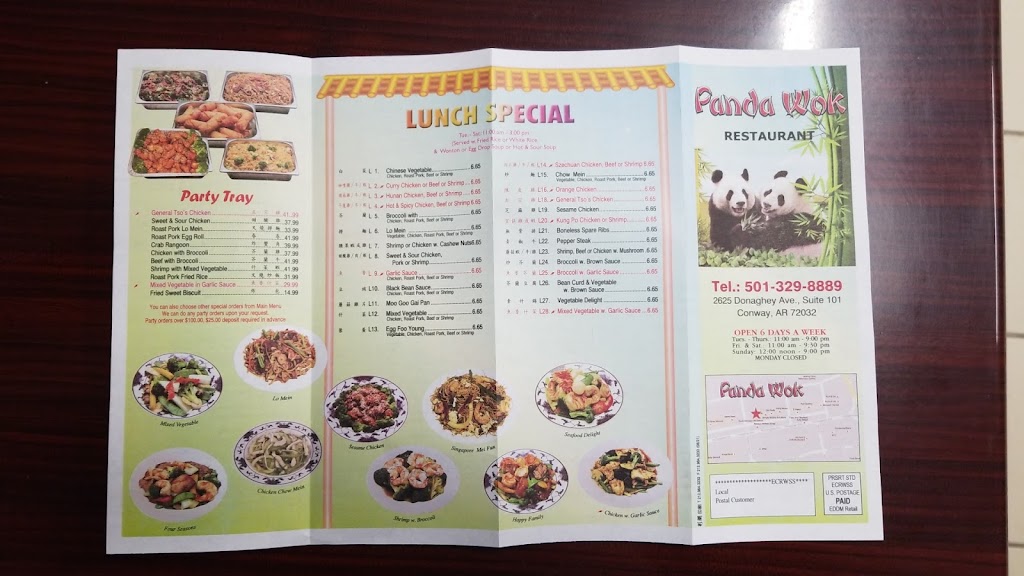 Panda Wok | restaurant | 2625 Donaghey Ave #101, Conway, AR 72032, USA | 5013298889 OR +1 501-329-8889