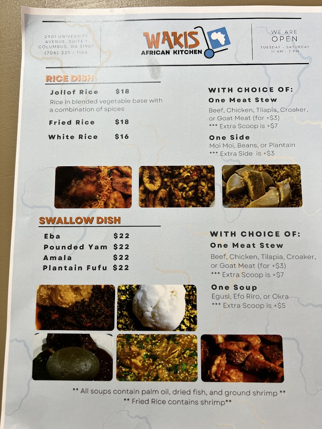 WAKIS AFRICAN KITCHEN | restaurant | 2901 University Ave Unit 1, Columbus, GA 31907, USA | 7062211166 OR +1 706-221-1166