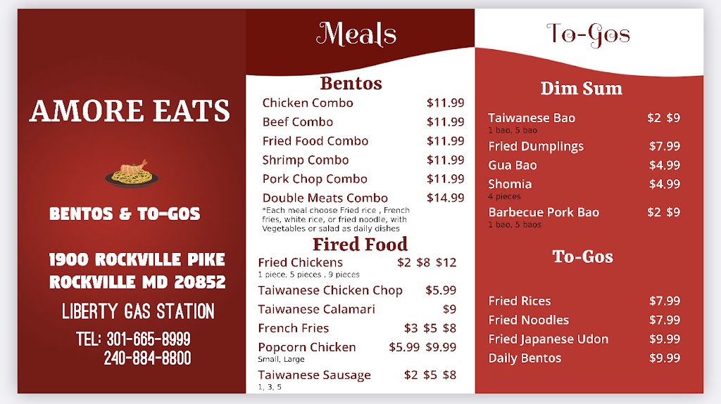 Amore Eats | restaurant | 1900 Rockville Pike unit A, Rockville, MD 20852, USA | 3013076500 OR +1 301-307-6500