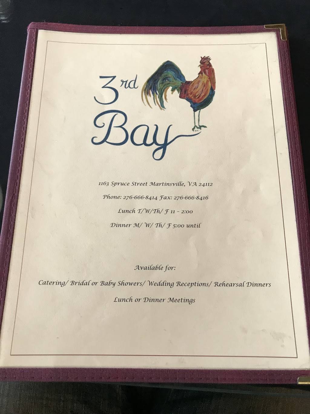 Third Bay Cafe LLC | restaurant | 1163 Spruce St, Martinsville, VA 24112, USA | 2766668414 OR +1 276-666-8414