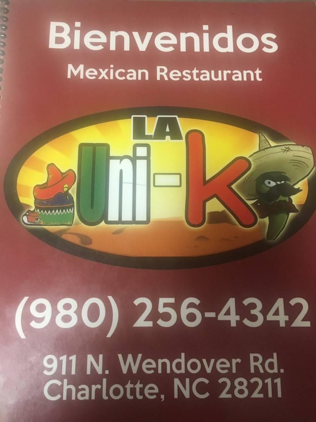 La uni-K Mexican American restaurant | restaurant | 1122, 911 N Wendover Rd, Charlotte, NC 28211, USA | 9802564342 OR +1 980-256-4342