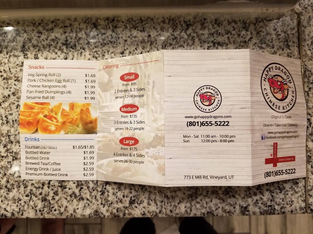 Happy Dragon Chinese Express | restaurant | 773 E Mill Rd, Orem, UT 84059, USA | 8016555222 OR +1 801-655-5222