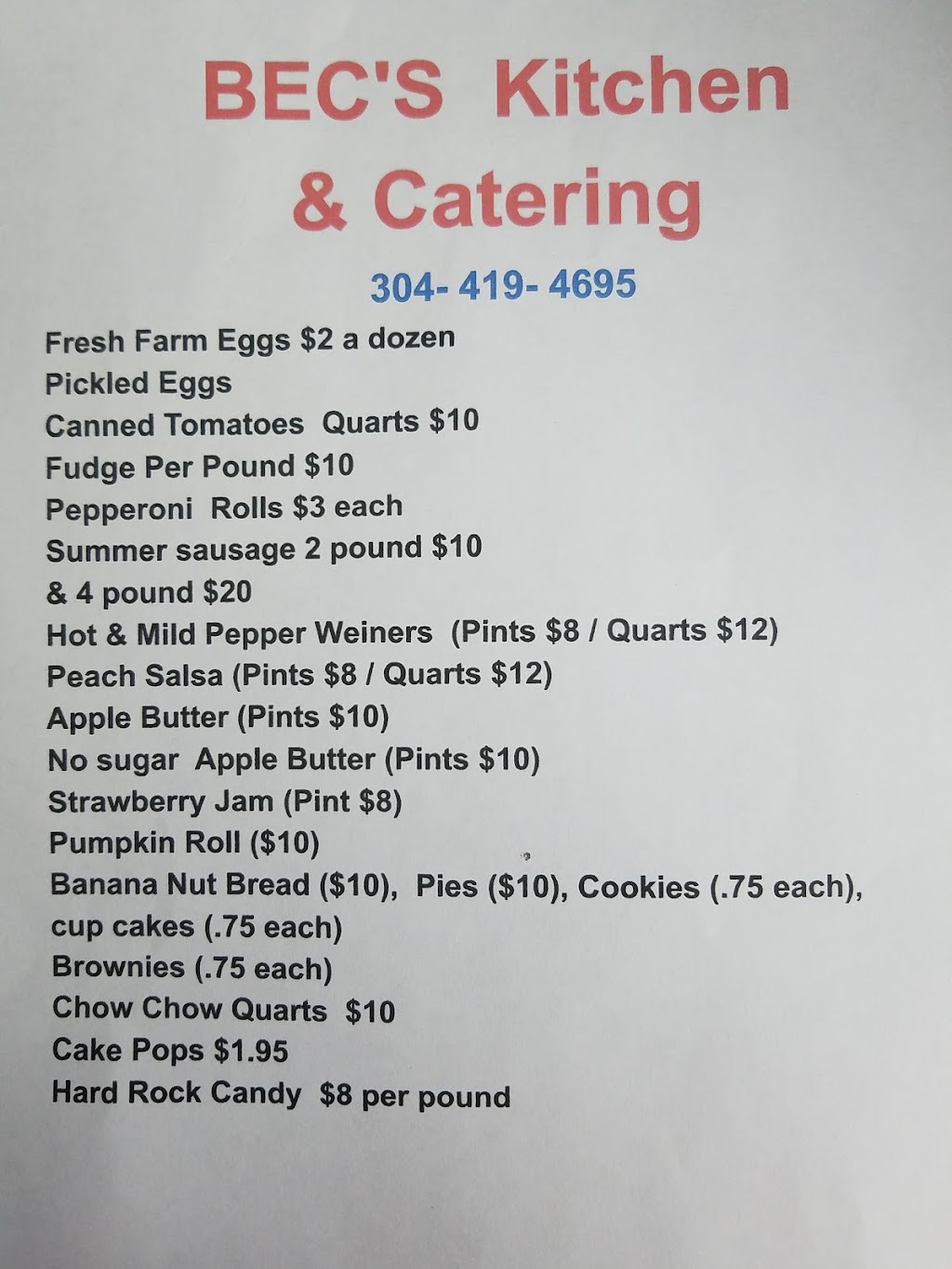 BECS Kitchen | restaurant | 1105 Center St, Hansford, WV 25103, USA | 3044194695 OR +1 304-419-4695