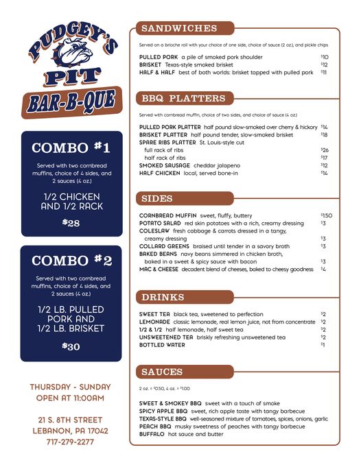 Pudgeys Pit Bar B Que | restaurant | 21 S 8th St, Lebanon, PA 17042, USA | 7172792277 OR +1 717-279-2277
