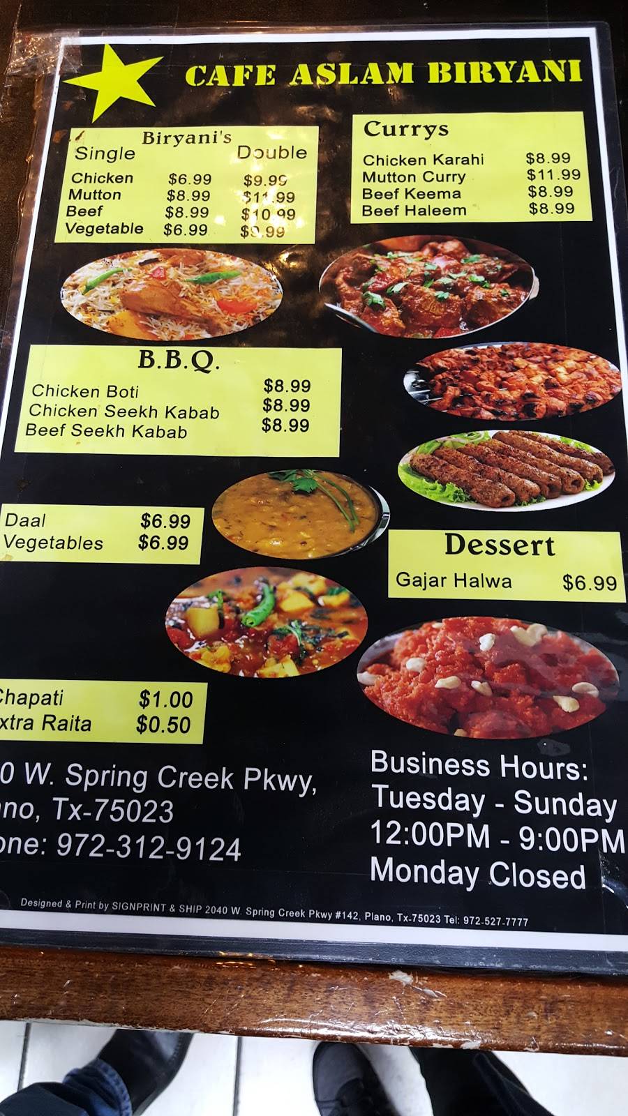 Aslam Biryani | restaurant | 700 W Spring Creek Pkwy, Plano, TX 75023, USA | 9723129124 OR +1 972-312-9124