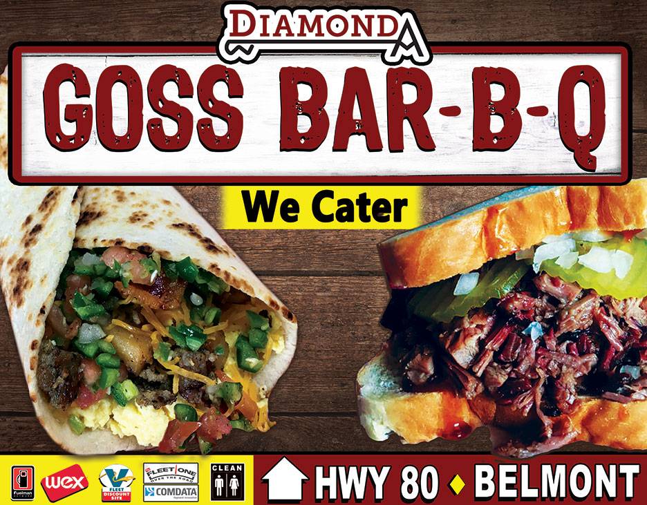 Diamond A Goss Bar-B-Q | restaurant | 18484 TX-80, Belmont, TX 78604, USA | 8304243334 OR +1 830-424-3334