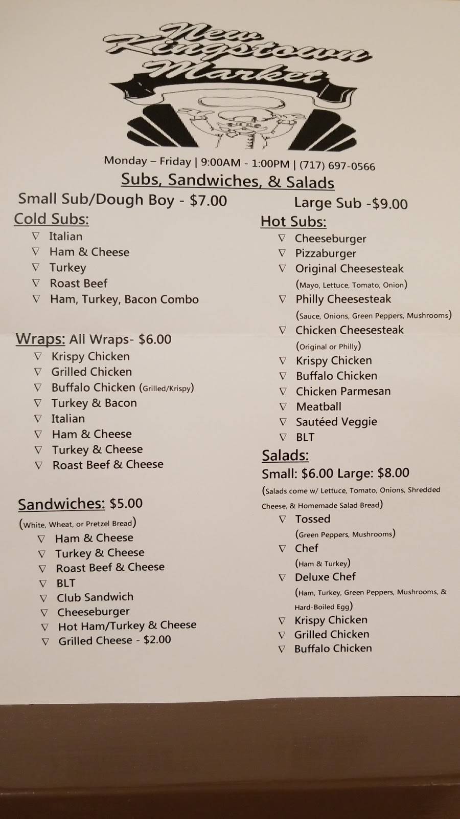 New Kingstown Market | restaurant | 21 W Main St, New Kingstown, PA 17072, USA | 7176970566 OR +1 717-697-0566