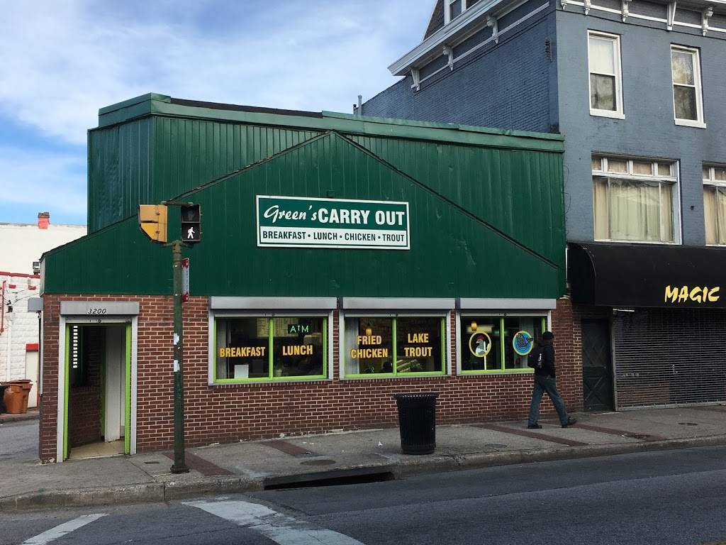 Greens Carryout | meal takeaway | 3200 Greenmount Ave, Baltimore, MD 21218, USA | 4102434545 OR +1 410-243-4545