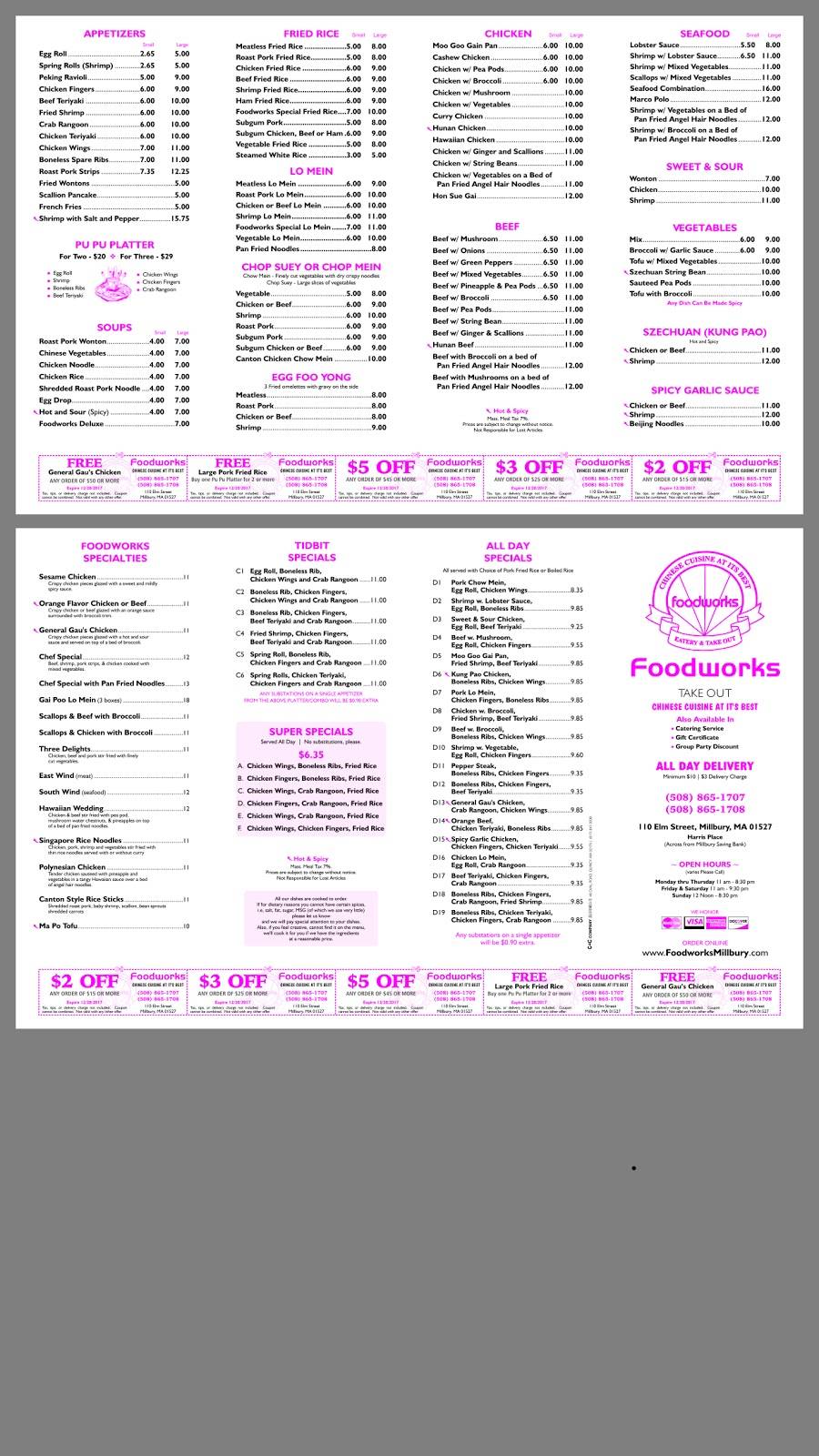 Foodworks | restaurant | 2641, 110 Elm St, Millbury, MA 01527, USA | 5088651707 OR +1 508-865-1707