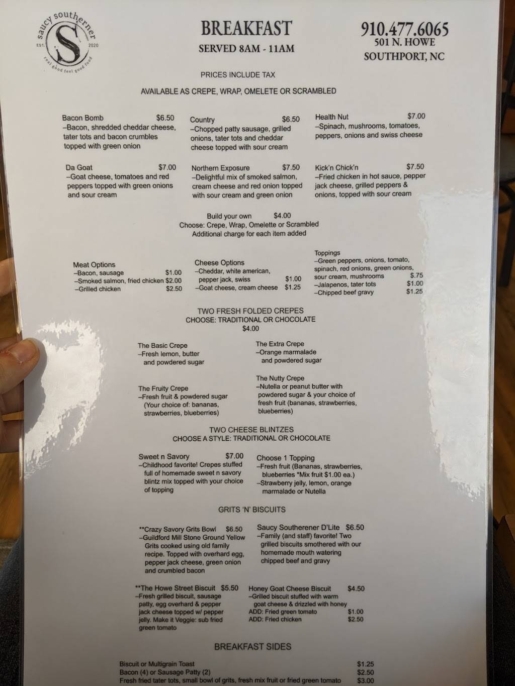 The Saucy Southerner | restaurant | 503 N Howe St, Southport, NC 28461, USA | 9104776065 OR +1 910-477-6065