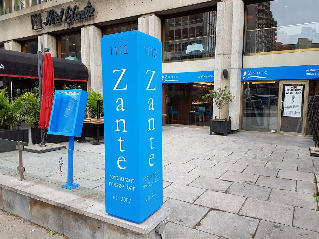 Restaurant Zante | restaurant | 1112 Rue Sherbrooke Ouest, Montréal, QC H3A 1G9, Canada | 5142884777 OR +1 514-288-4777