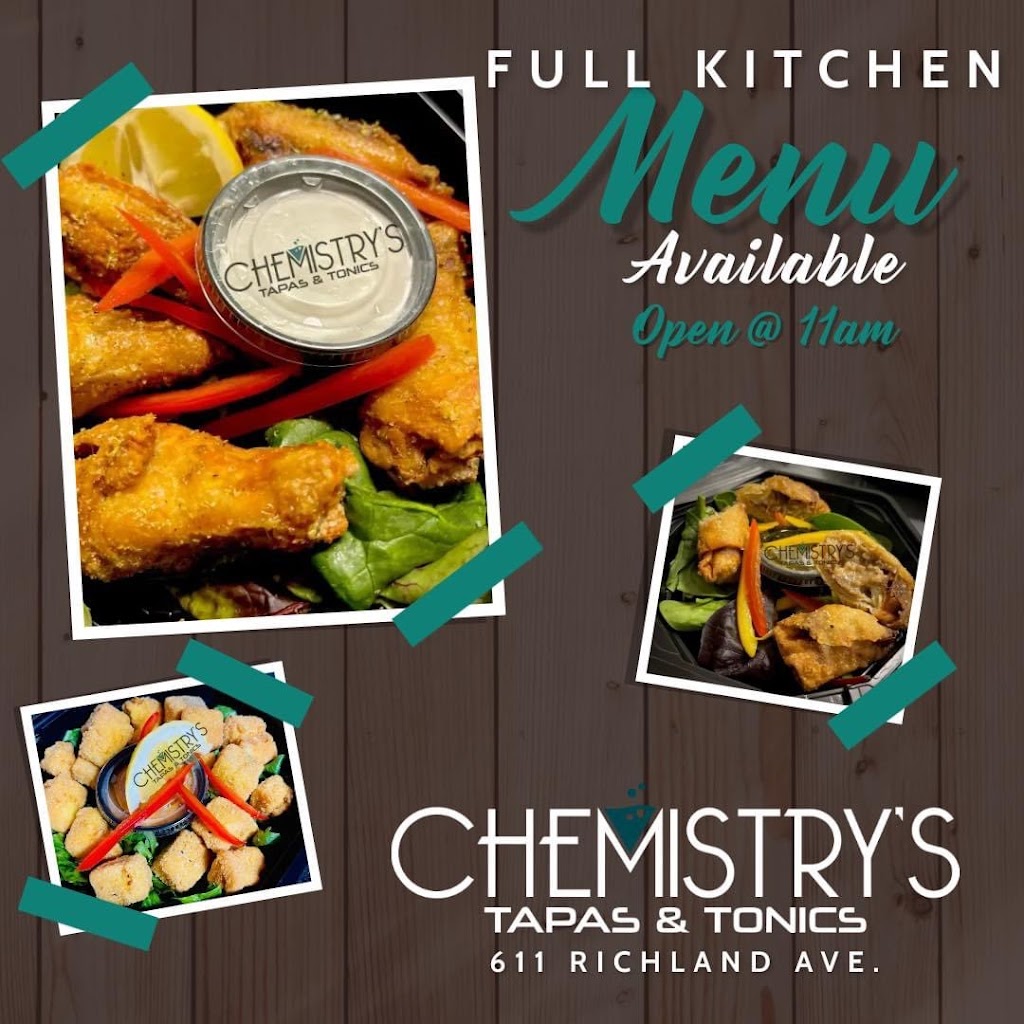 Chemistry’s Tapas and Tonics | restaurant | 611 Richland Ave E, Aiken, SC 29801, USA | 8032625192 OR +1 803-262-5192