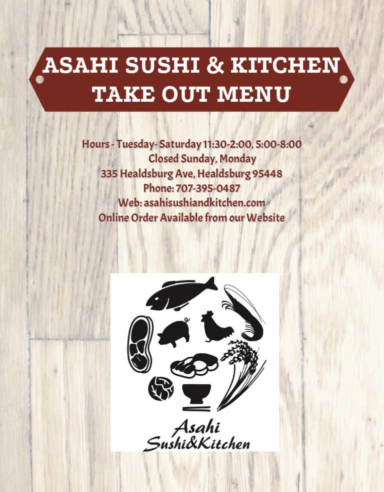 Asahi Sushi&Kitchen | restaurant | 335 Healdsburg Ave, Healdsburg, CA 95448, USA | 7073950487 OR +1 707-395-0487