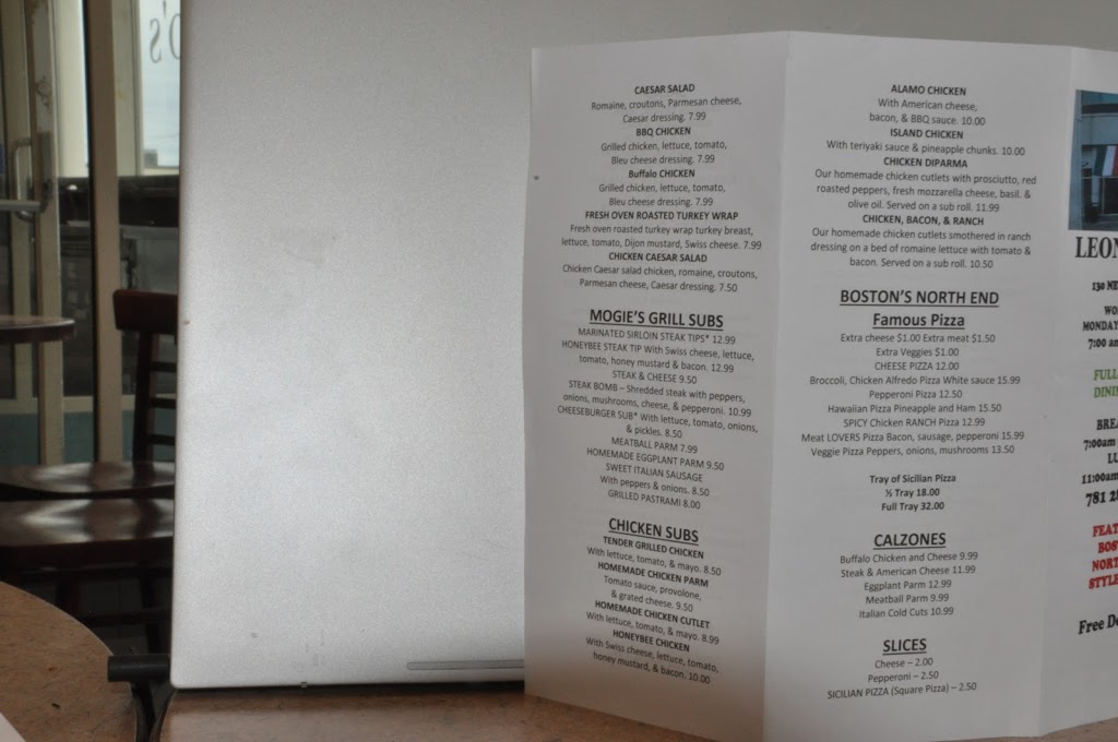 Leonardos | restaurant | 130 New Boston St, Woburn, MA 01801, USA | 7812812985 OR +1 781-281-2985