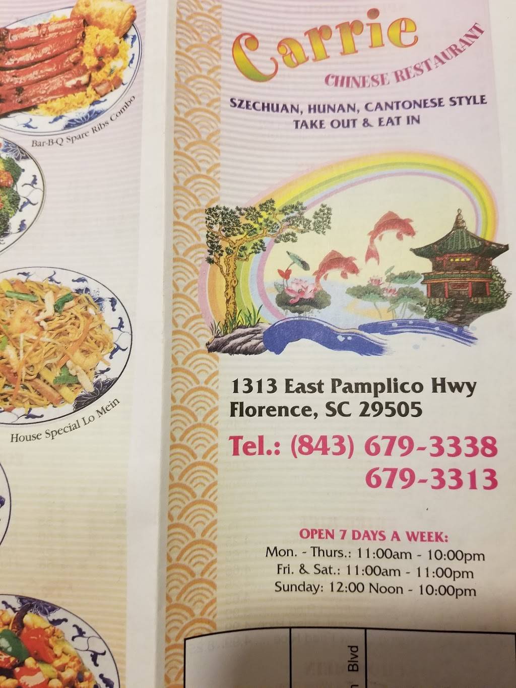 Carrie Chinese | restaurant | 1313 Pamplico Hwy, Florence, SC 29505, USA | 8436793338 OR +1 843-679-3338