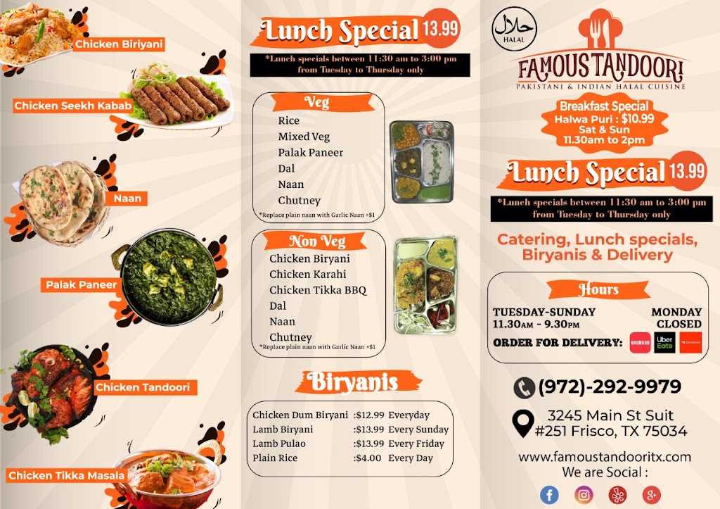 Famous Tandoori | restaurant | 3245 Main St Ste 251, Frisco, TX 75034, USA | 9722929979 OR +1 972-292-9979