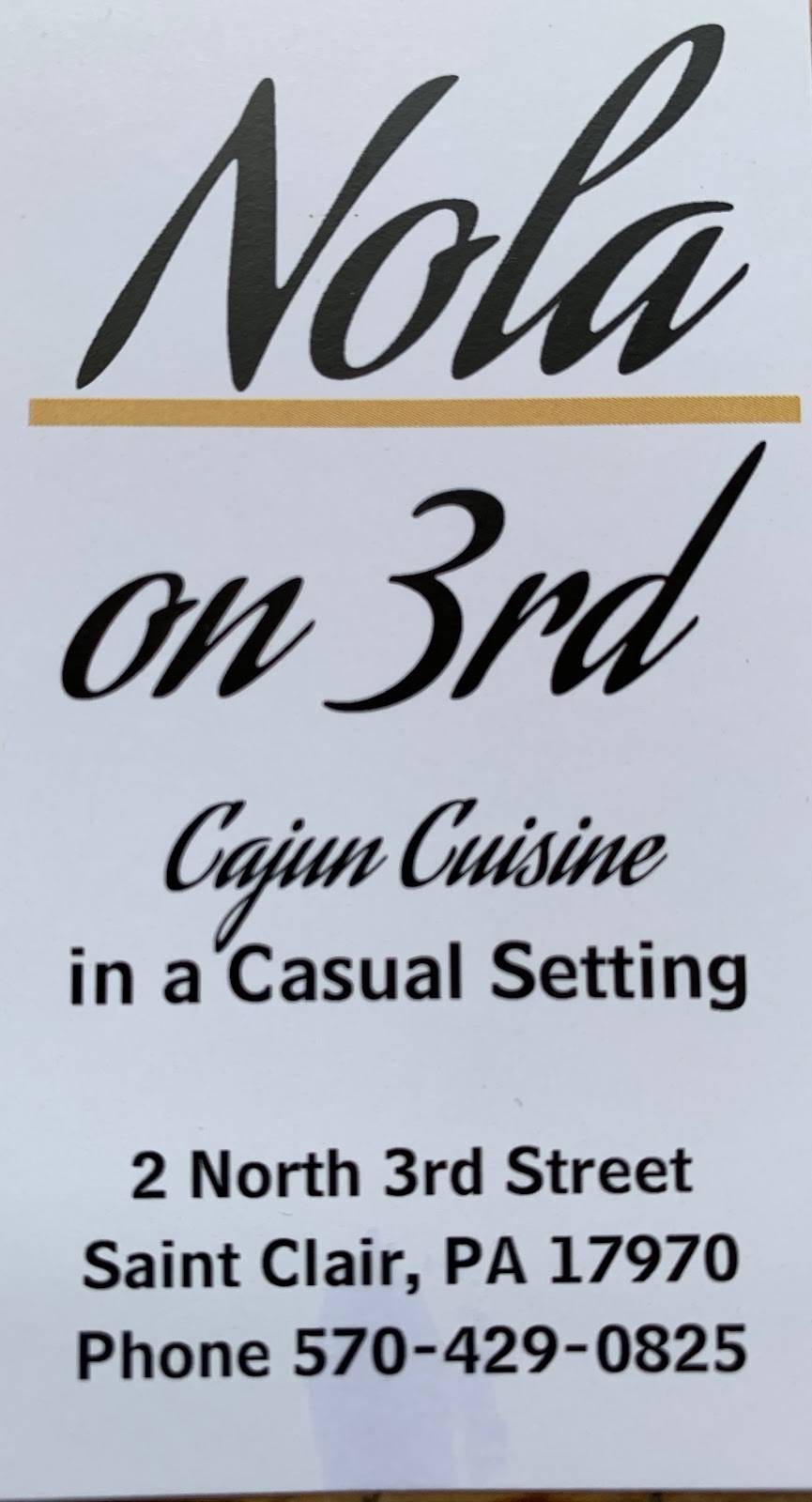 Nola on 3rd | restaurant | 2 N 3rd St, St Clair, PA 17970, USA | 5704290825 OR +1 570-429-0825