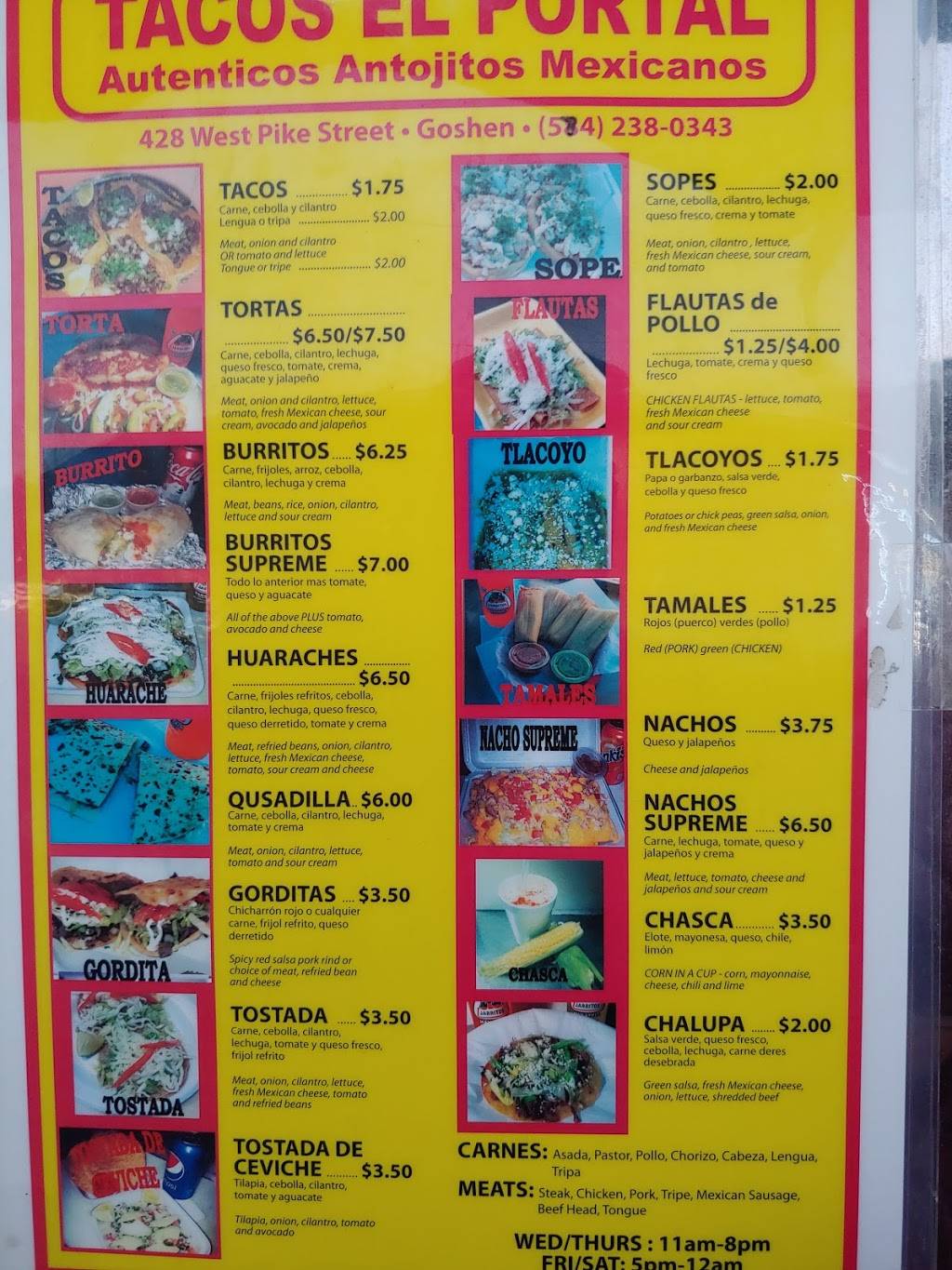 Tacos El Portal | restaurant | 266-298 N Chicago Ave, Goshen, IN 46526, USA | 5742380343 OR +1 574-238-0343