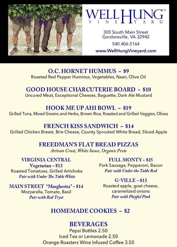 Well Hung Vineyard | restaurant | 300 S Main St, Gordonsville, VA 22942, USA | 5404065164 OR +1 540-406-5164