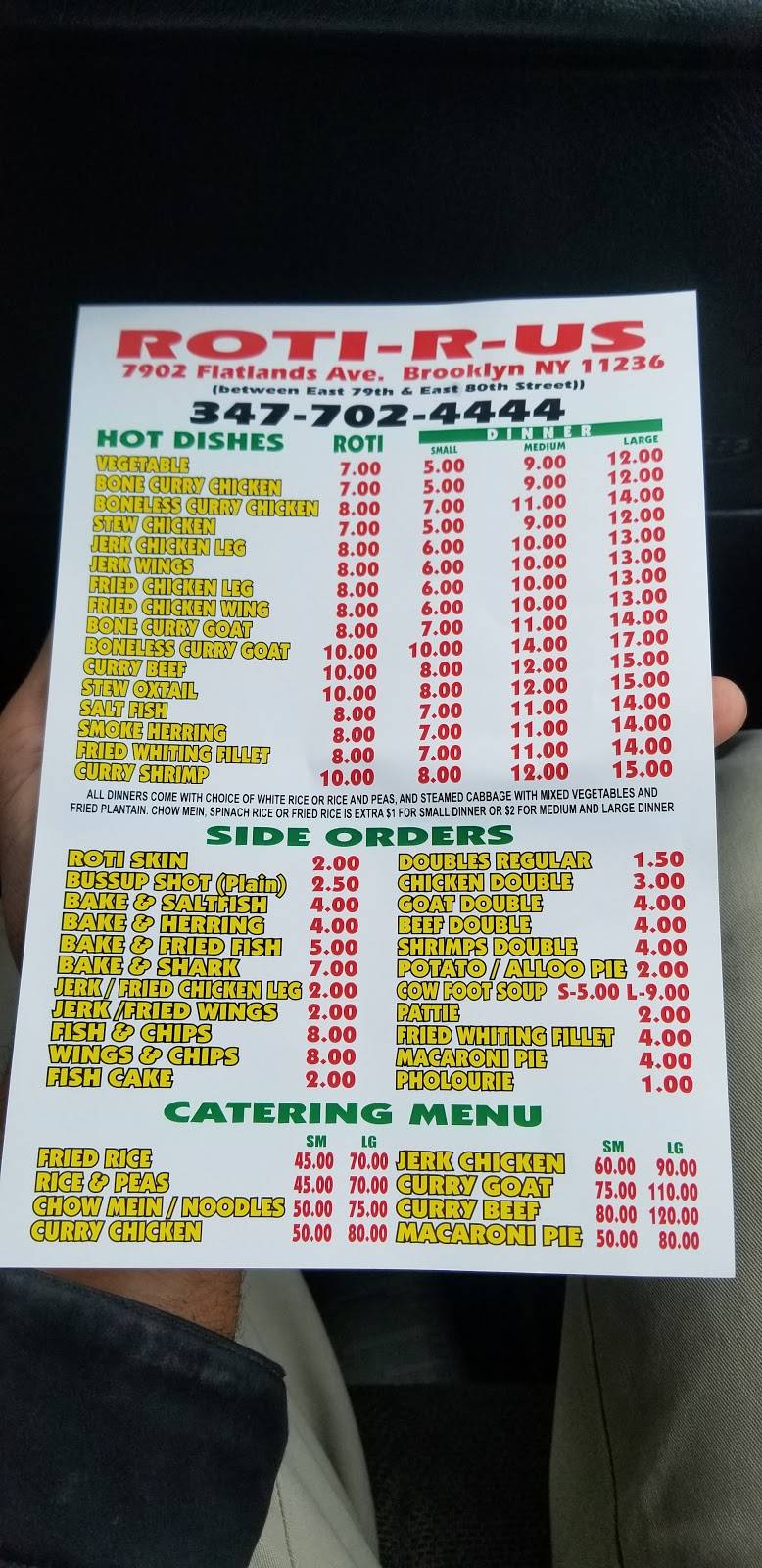 Roti R Us | restaurant | 7902 Flatlands Ave, Brooklyn, NY 11236, USA | 3477024444 OR +1 347-702-4444