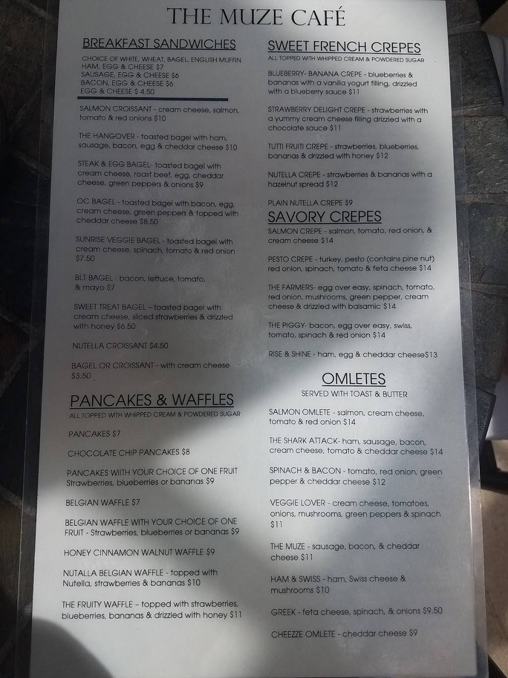 The Muze Cafe | cafe | 4 Somerset St, Ocean City, MD 21842, USA | 4102898800 OR +1 410-289-8800