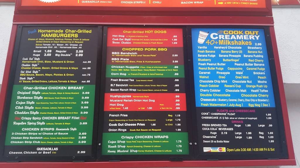 Cook Out | restaurant | 6505 Falls of Neuse Rd, Raleigh, NC 27609, USA | 8665470011 OR +1 866-547-0011