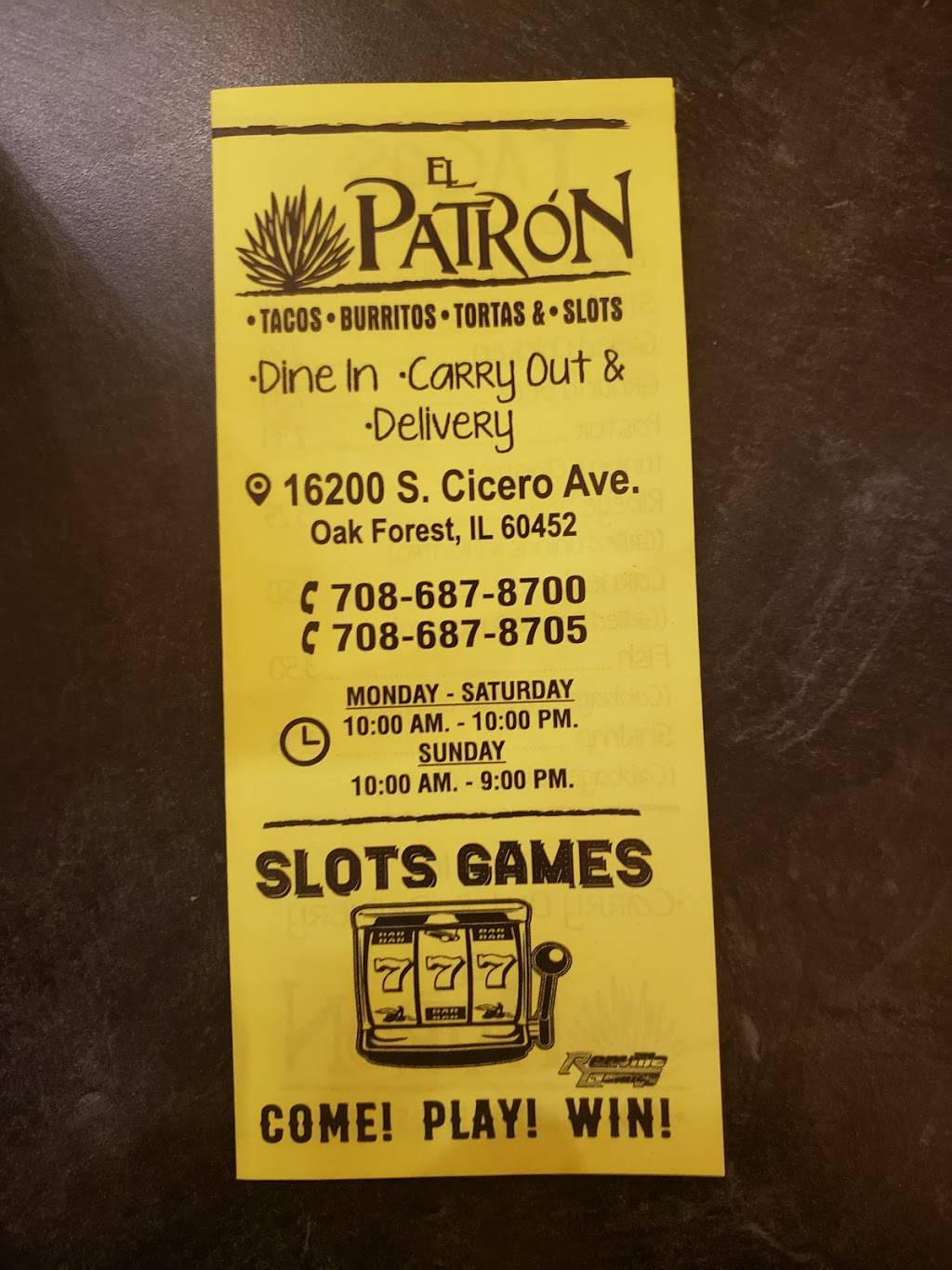 El patron | restaurant | 16200 S Cicero Ave, Oak Forest, IL 60452, USA | 7086878700 OR +1 708-687-8700
