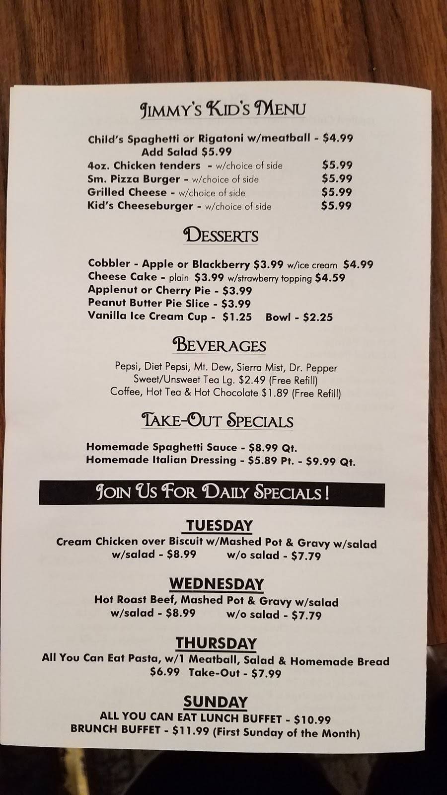 Jimmys Diner Inc | restaurant | 1121 Hood Ave, Shinnston, WV 26431, USA | 3045920745 OR +1 304-592-0745