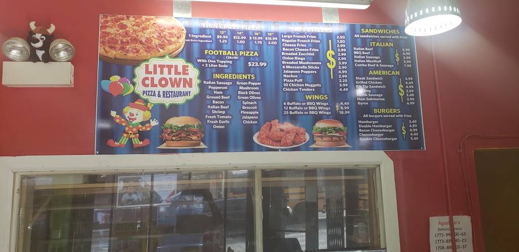 Little Clown Pizza & Restaurant | restaurant | 2801 N Central Park Ave, Chicago, IL 60618, USA | 7732767776 OR +1 773-276-7776