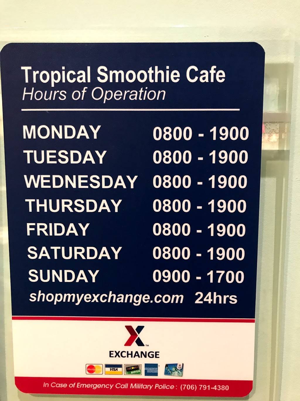 Tropical Smoothie Cafe - Fort Gordon | restaurant | 201 3rd Street, Building 38200, Fort Gordon, GA 30813, USA | 7063059801 OR +1 706-305-9801