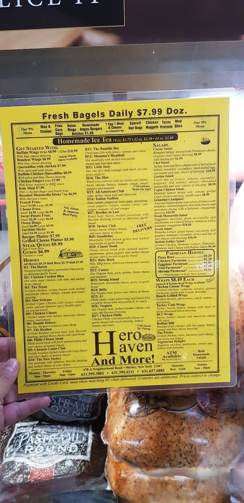 Hero Haven Pizza & more | restaurant | 478 Neighborhood Rd, Shirley, NY 11967, USA | 6313993802 OR +1 631-399-3802