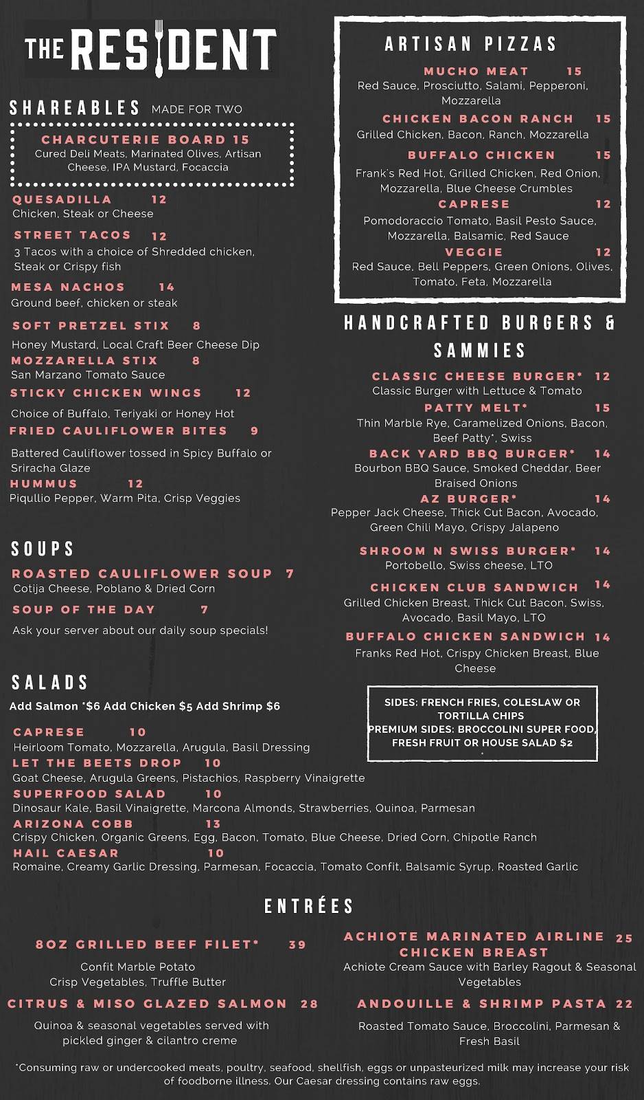 The Resident | restaurant | 1011 W Holmes Ave #4923, Mesa, AZ 85210, USA | 4808335555 OR +1 480-833-5555