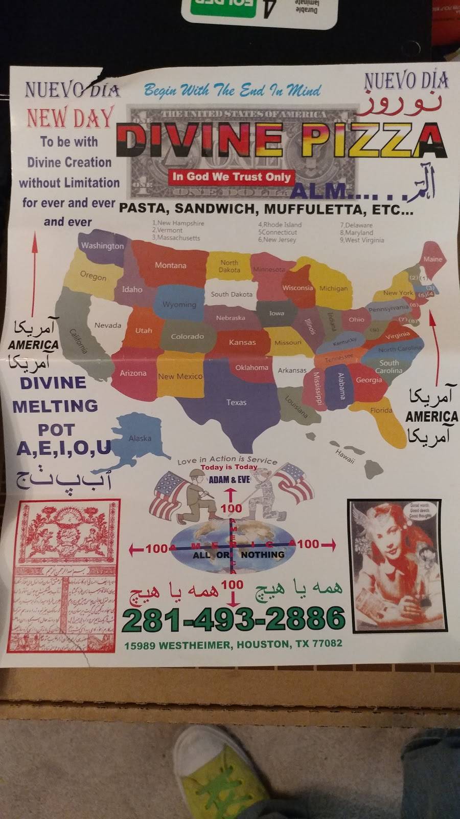 Divine Pizza | restaurant | 15989 Westheimer Rd, Houston, TX 77082, USA | 2814932886 OR +1 281-493-2886