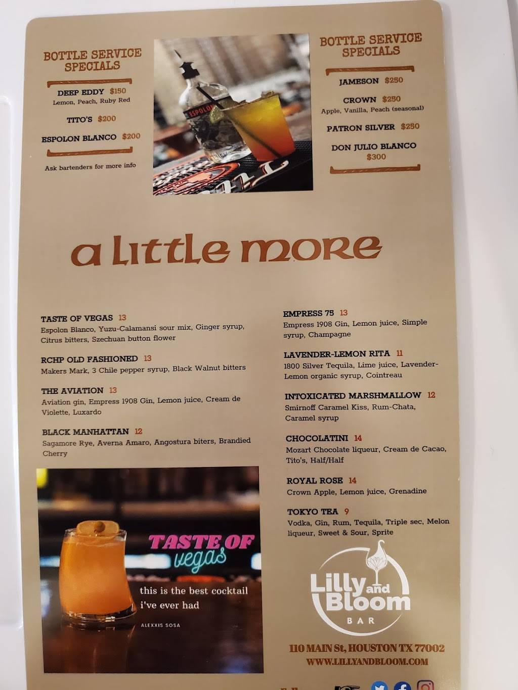 Lilly & BLOOM | night club | 110 Main St, Houston, TX 77002, USA | 2816123223 OR +1 281-612-3223