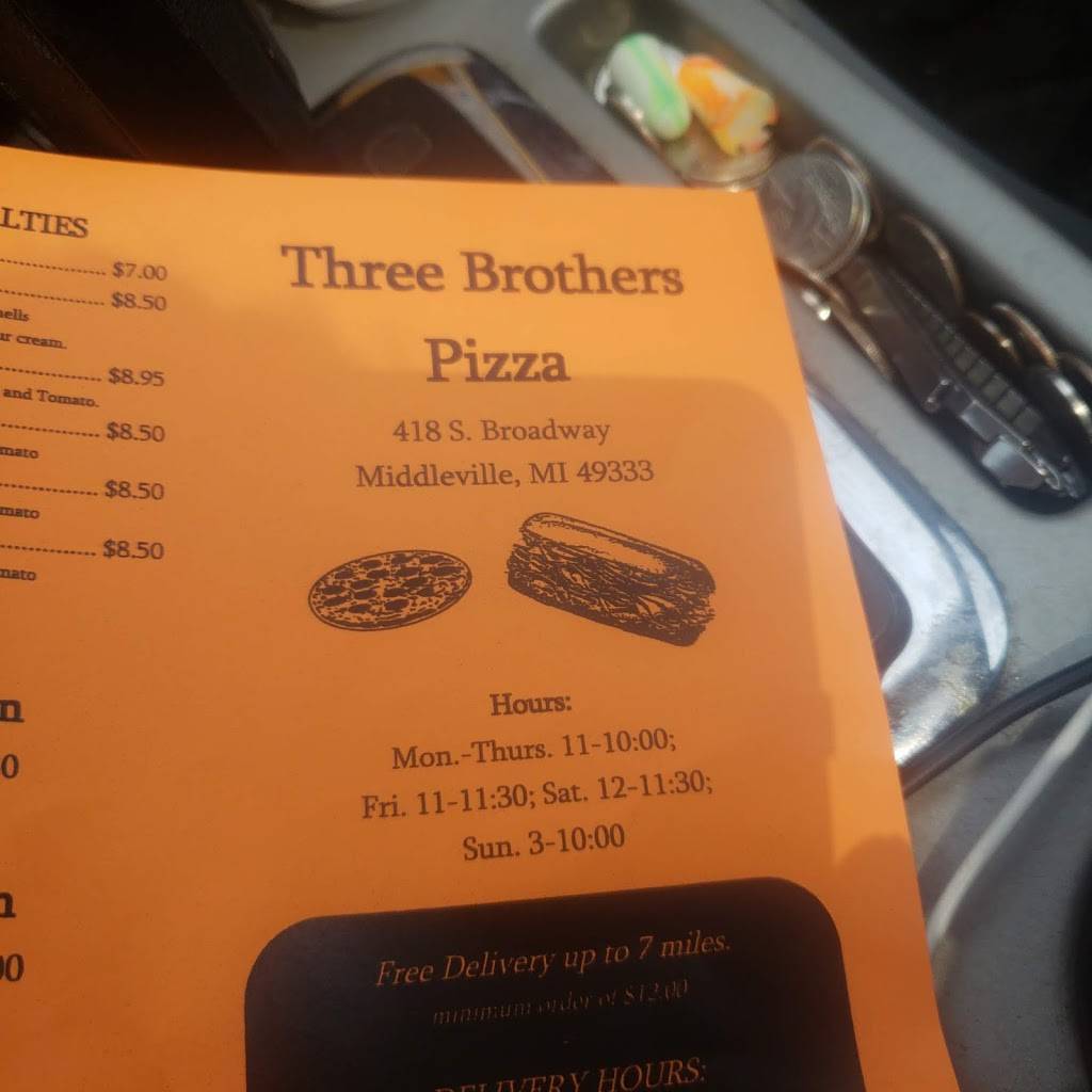 Three Brothers Pizza | restaurant | 418 S Broadway St, Middleville, MI 49333, USA | 2697955150 OR +1 269-795-5150