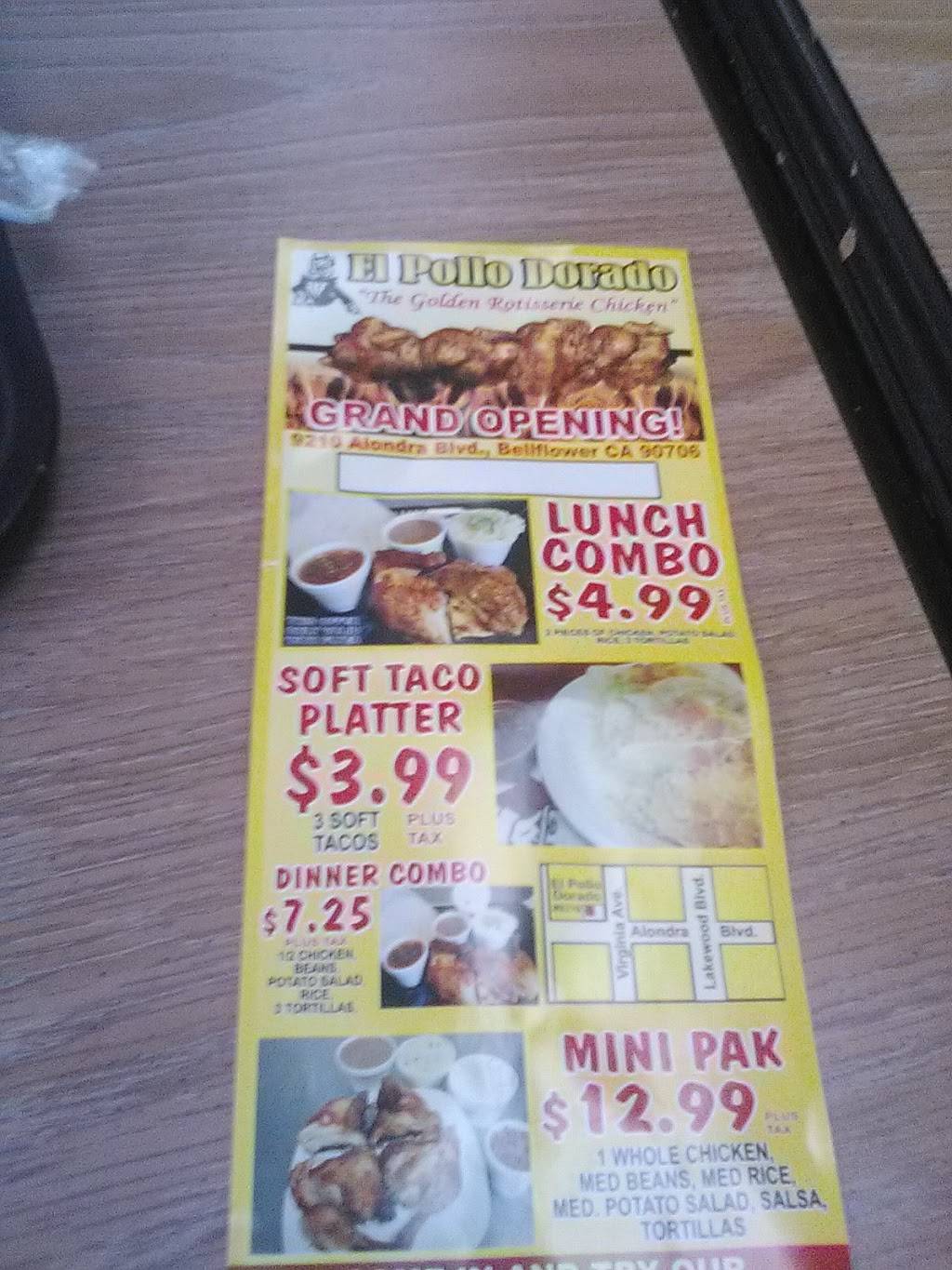 El Pollo Dorado | restaurant | 9210 Alondra Blvd, Bellflower, CA 90706, USA | 5622636064 OR +1 562-263-6064